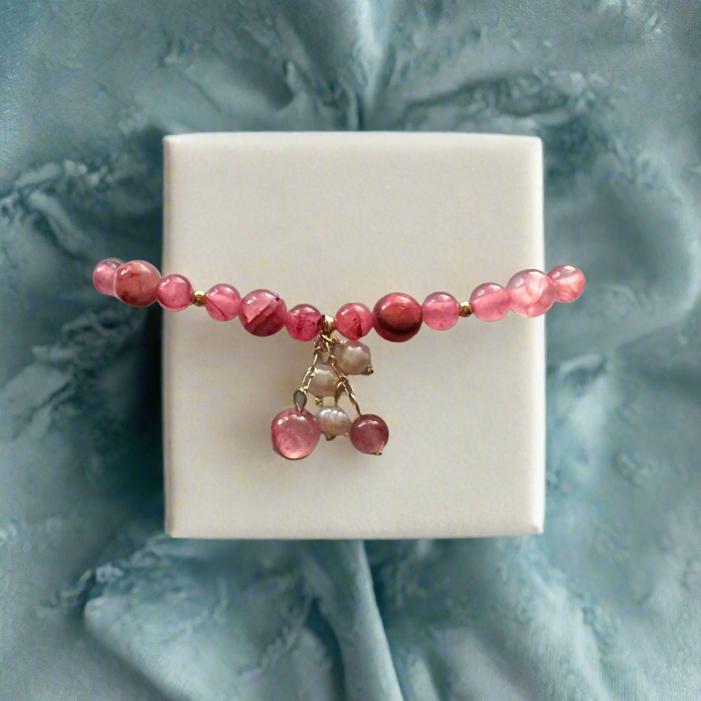 🌸✨ Blush Blossom Crystal Bracelet
