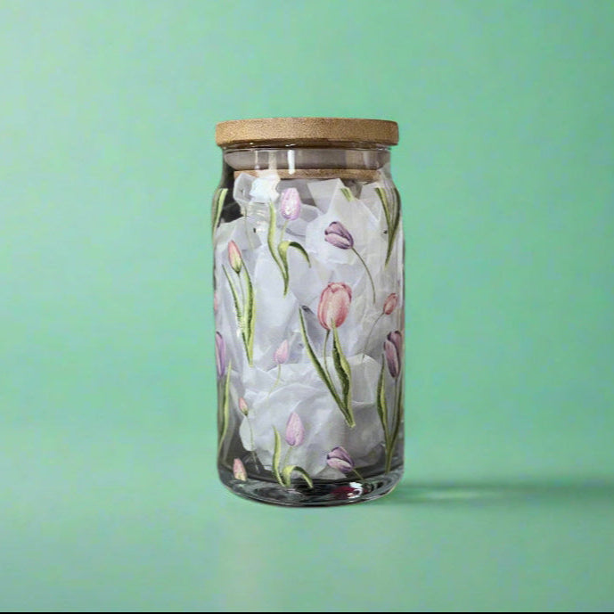🌷✨ Tulip Bloom Glass Cup