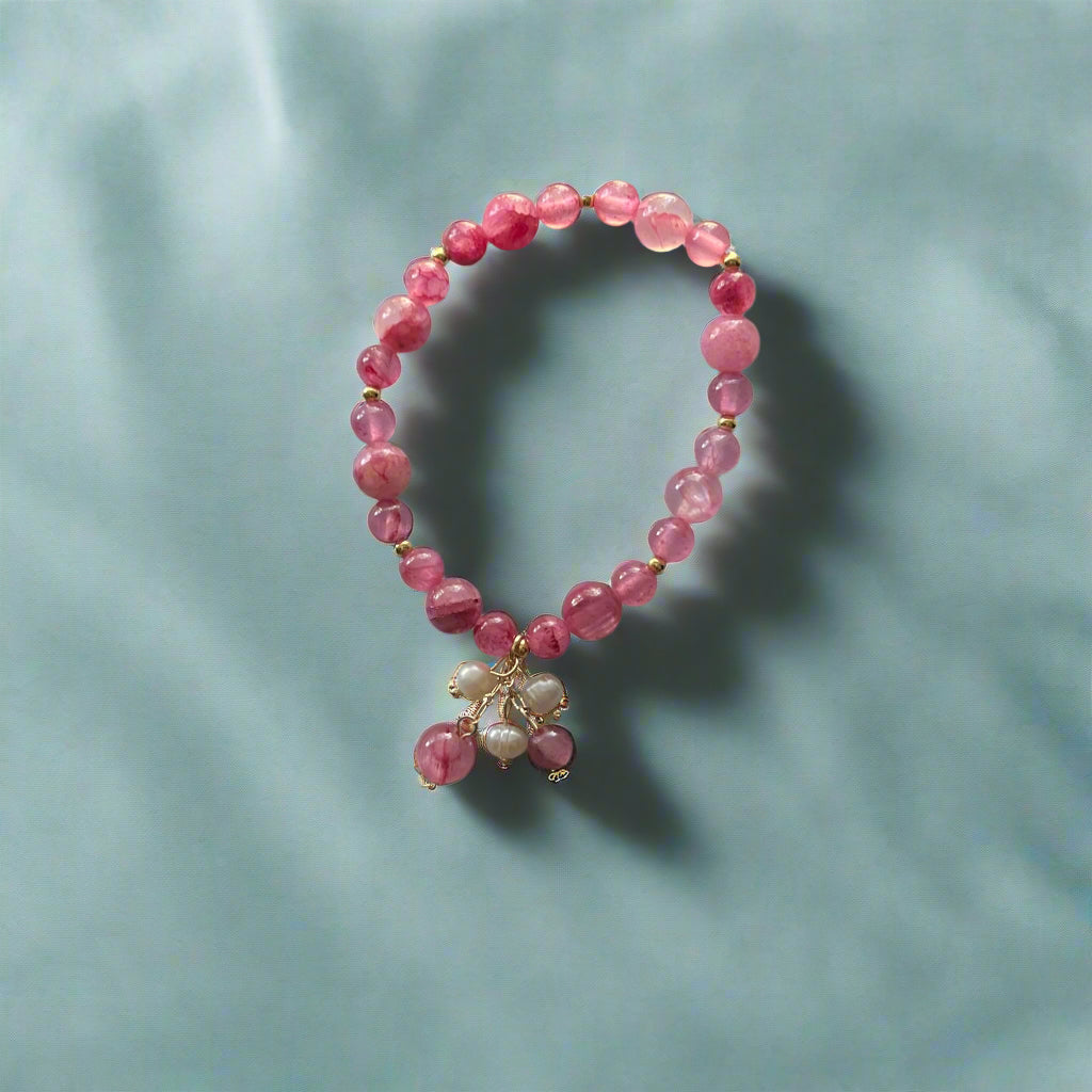 🌸✨ Blush Blossom Crystal Bracelet