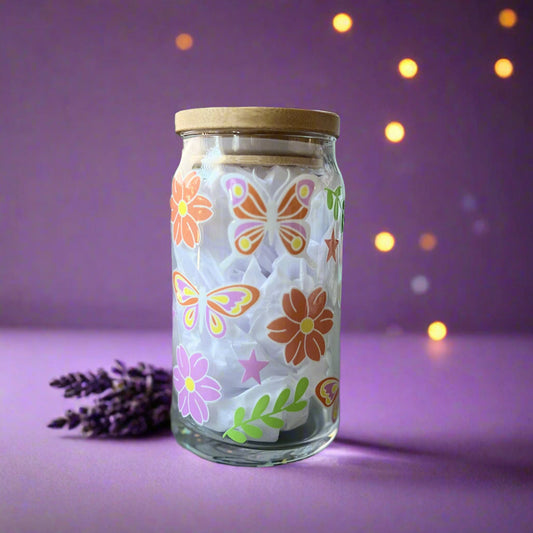 🦋🌸Spring Butterfly & Floral Glass Cup