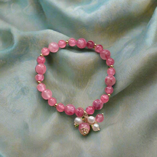 🌸✨ Blush Blossom Crystal Bracelet