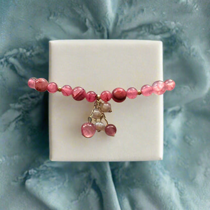 🌸✨ Blush Blossom Crystal Bracelet