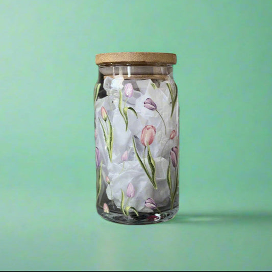 🌷✨ Tulip Bloom Glass Cup