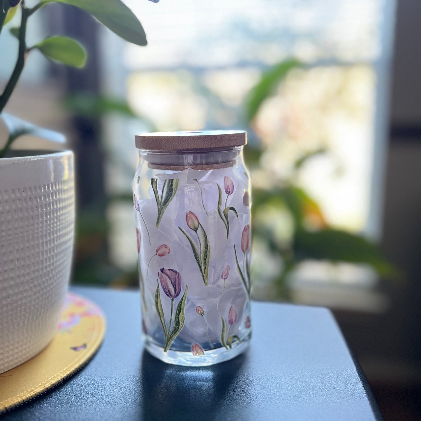 🌷✨ Tulip Bloom Glass Cup