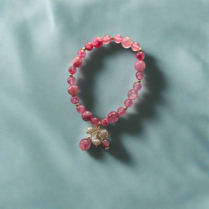 🌸✨ Blush Blossom Crystal Bracelet