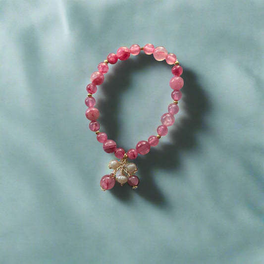 🌸✨ Blush Blossom Crystal Bracelet
