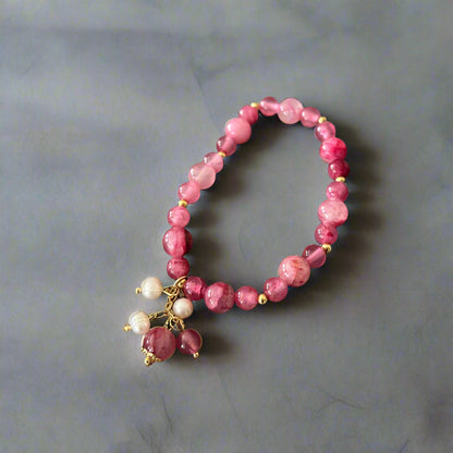 🌸✨ Blush Blossom Crystal Bracelet