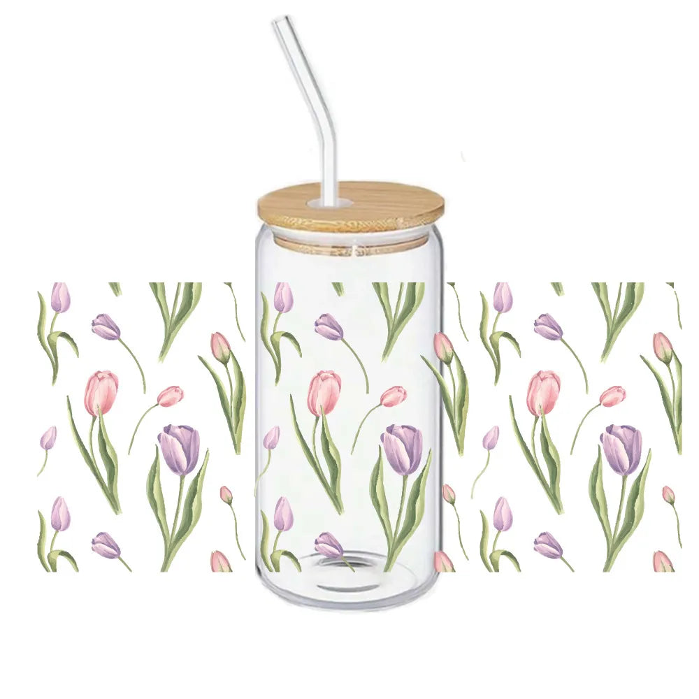 🌷✨ Tulip Bloom Glass Cup